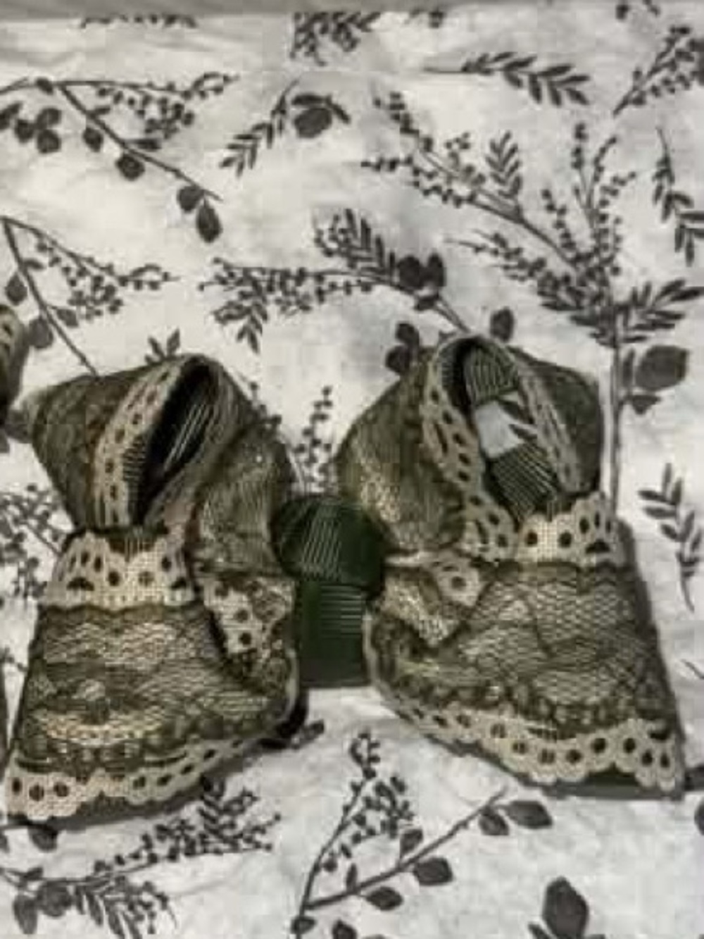 Girls Olive Green Lace Bow Hair Clip